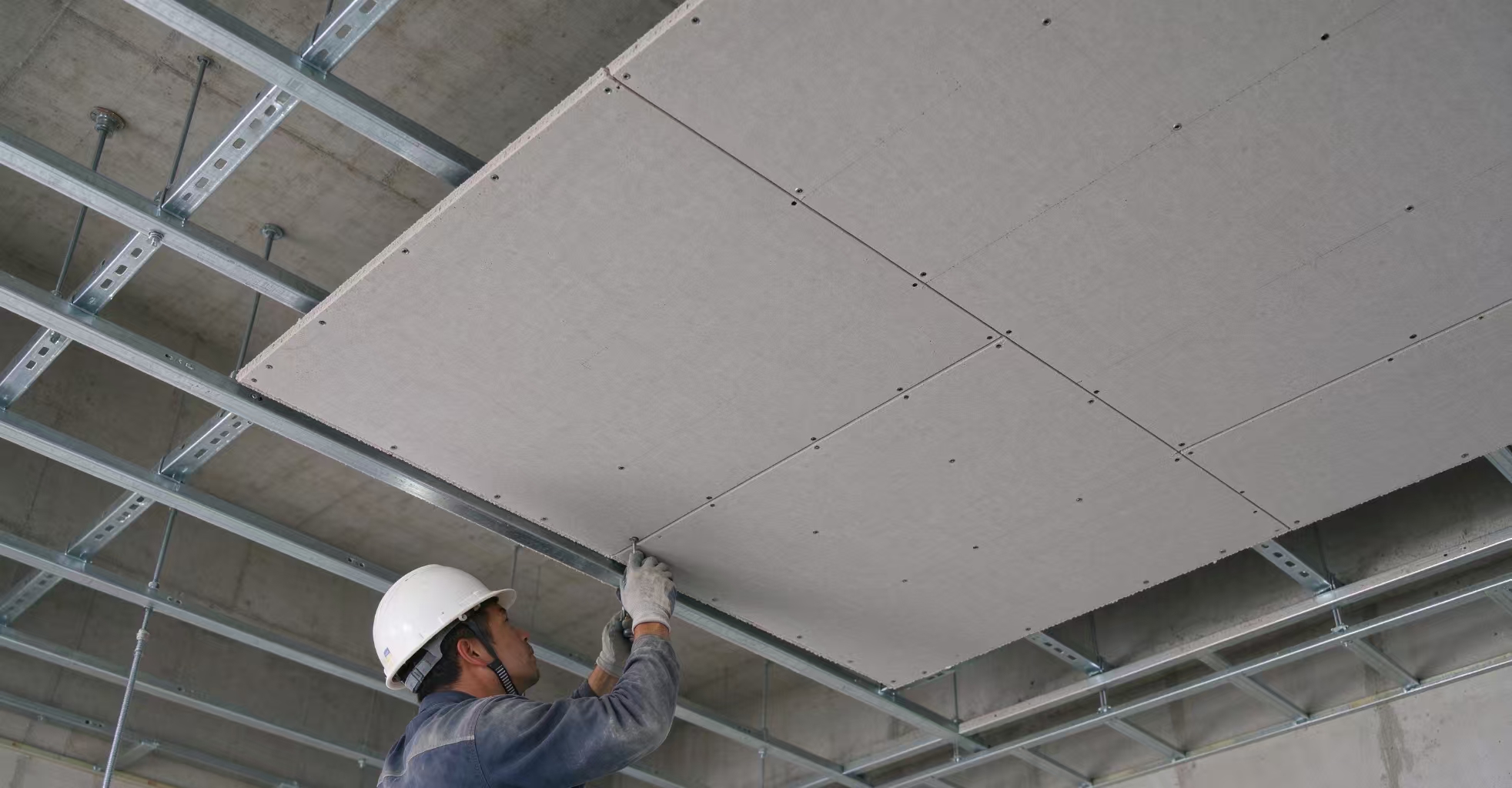 Cement fiber board ceiling